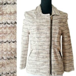 Lucky Brand Marled Moto Sweater Jacket - Size Medium Soft Full Zip Jacket